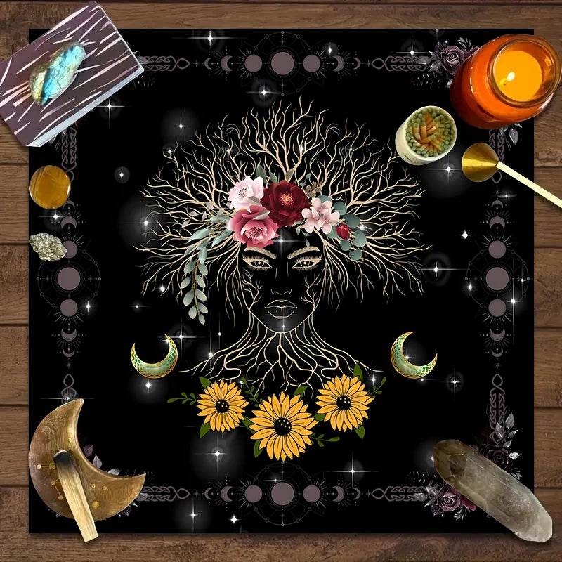 Moon Phase Tarot Card Tablecloth - Gold for Spiritual Readings and Rituals JP149
