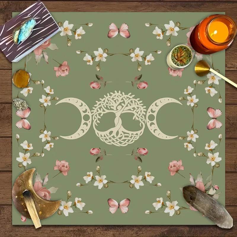 Moon Phase Tarot Card Tablecloth - Gold for Spiritual Readings and Rituals JP137