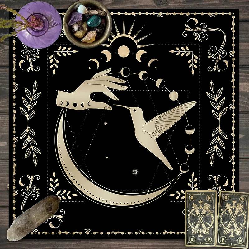 Moon Phase Tarot Card Tablecloth - Gold for Spiritual Readings and Rituals JP143