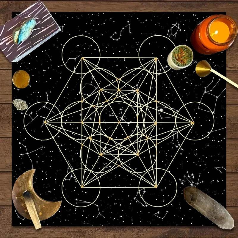 Moon Phase Tarot Card Tablecloth - Gold for Spiritual Readings and Rituals JP182