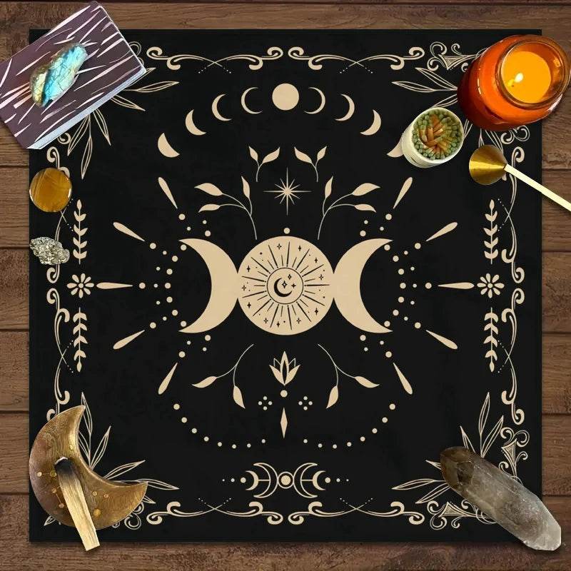 Moon Phase Tarot Card Tablecloth - Gold for Spiritual Readings and Rituals JP125