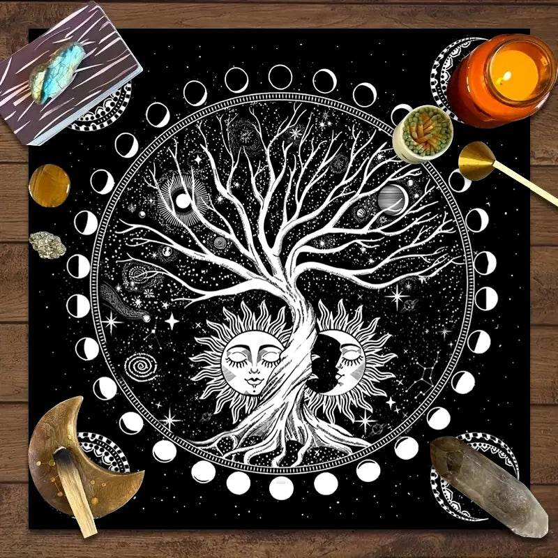 Moon Phase Tarot Card Tablecloth - Gold for Spiritual Readings and Rituals JP156