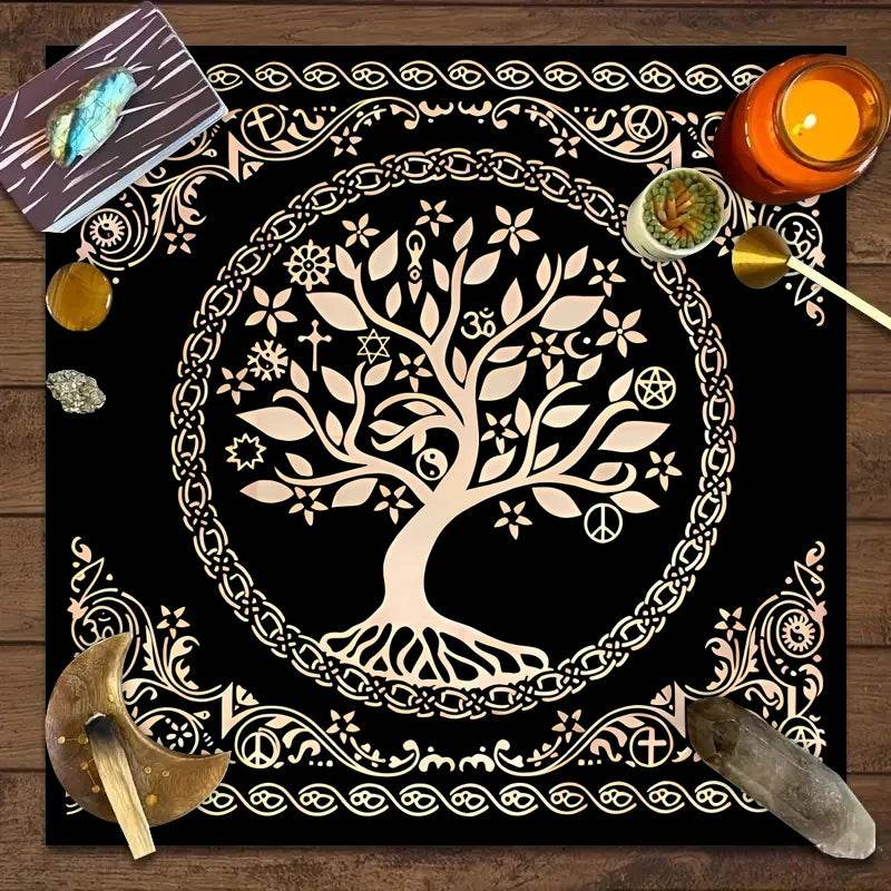 Moon Phase Tarot Card Tablecloth - Gold for Spiritual Readings and Rituals JP150