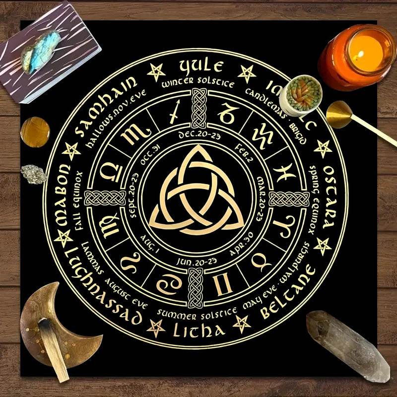 Moon Phase Tarot Card Tablecloth - Gold for Spiritual Readings and Rituals JP189