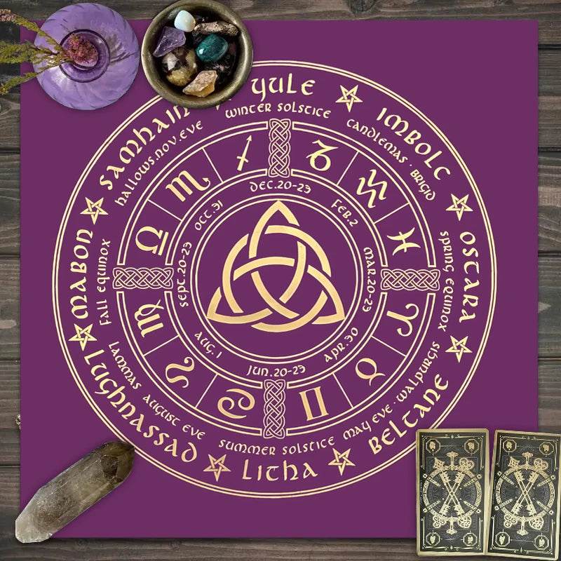 Moon Phase Tarot Card Tablecloth - Gold for Spiritual Readings and Rituals JP190