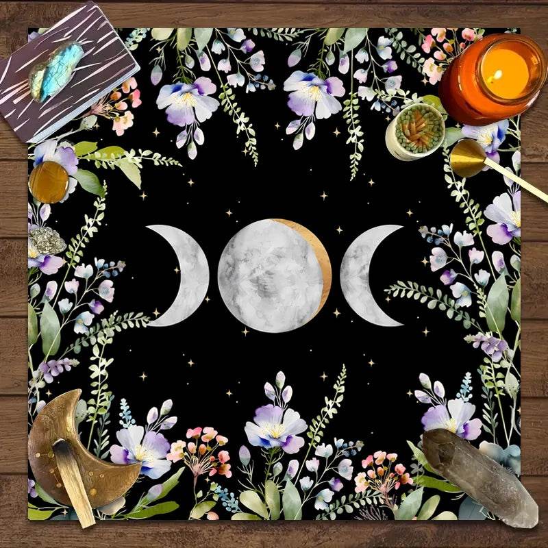 Moon Phase Tarot Card Tablecloth - Gold for Spiritual Readings and Rituals JP131