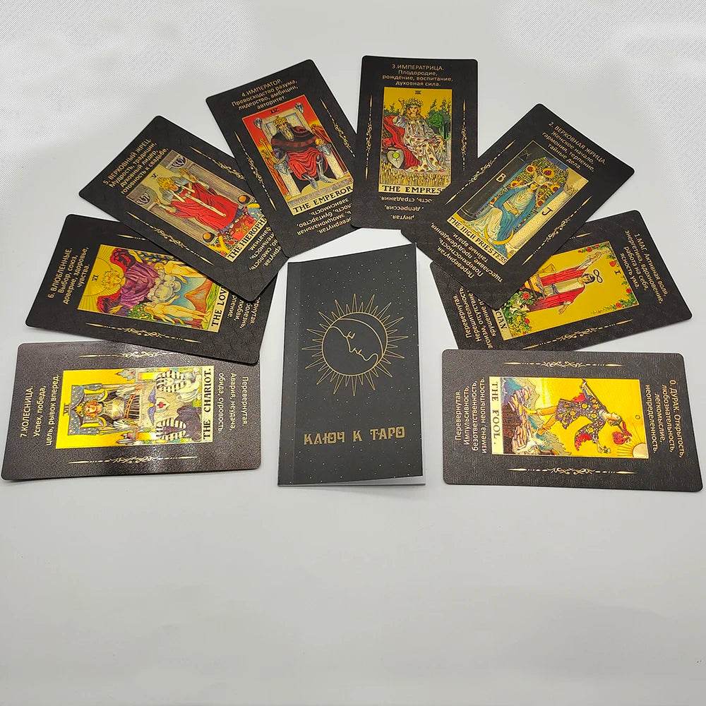 Russian Deluxe Gold Foil Tarot Deck – Thai Gold Foil Tarot Deck for Spiritual Insight & Instant Decision-Making
