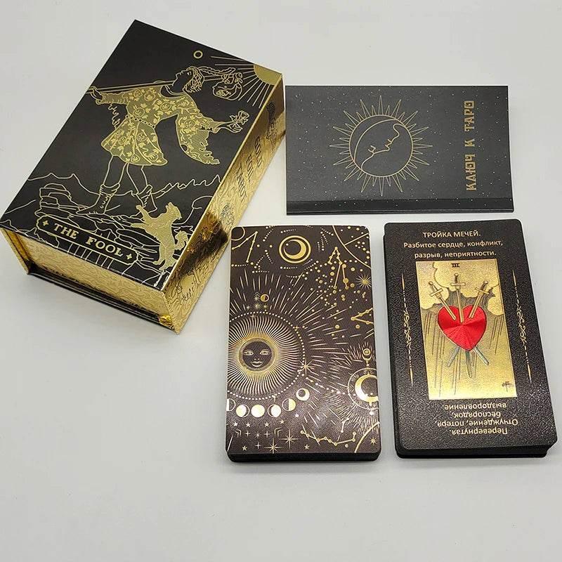 Russian Deluxe Gold Foil Tarot Deck – Thai Gold Foil Tarot Deck for Spiritual Insight & Instant Decision-Making Russian Universe