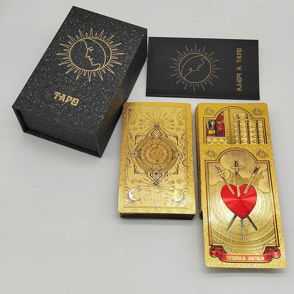 Russian Deluxe Gold Foil Tarot Deck – Thai Gold Foil Tarot Deck for Spiritual Insight & Instant Decision-Making