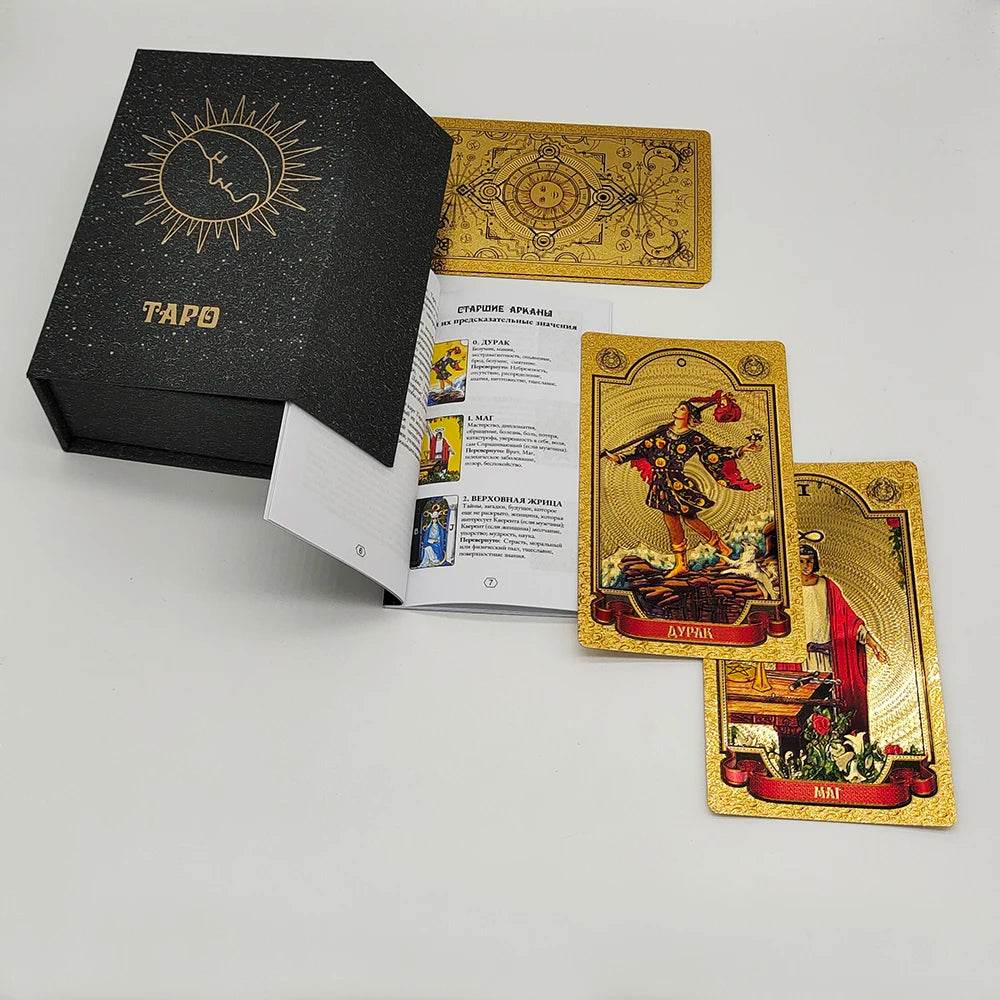 Russian Deluxe Gold Foil Tarot Deck – Thai Gold Foil Tarot Deck for Spiritual Insight & Instant Decision-Making