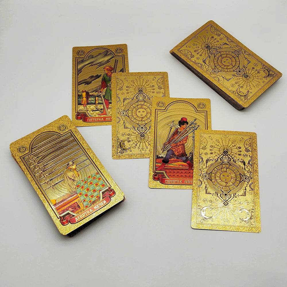 Russian Deluxe Gold Foil Tarot Deck – Thai Gold Foil Tarot Deck for Spiritual Insight & Instant Decision-Making