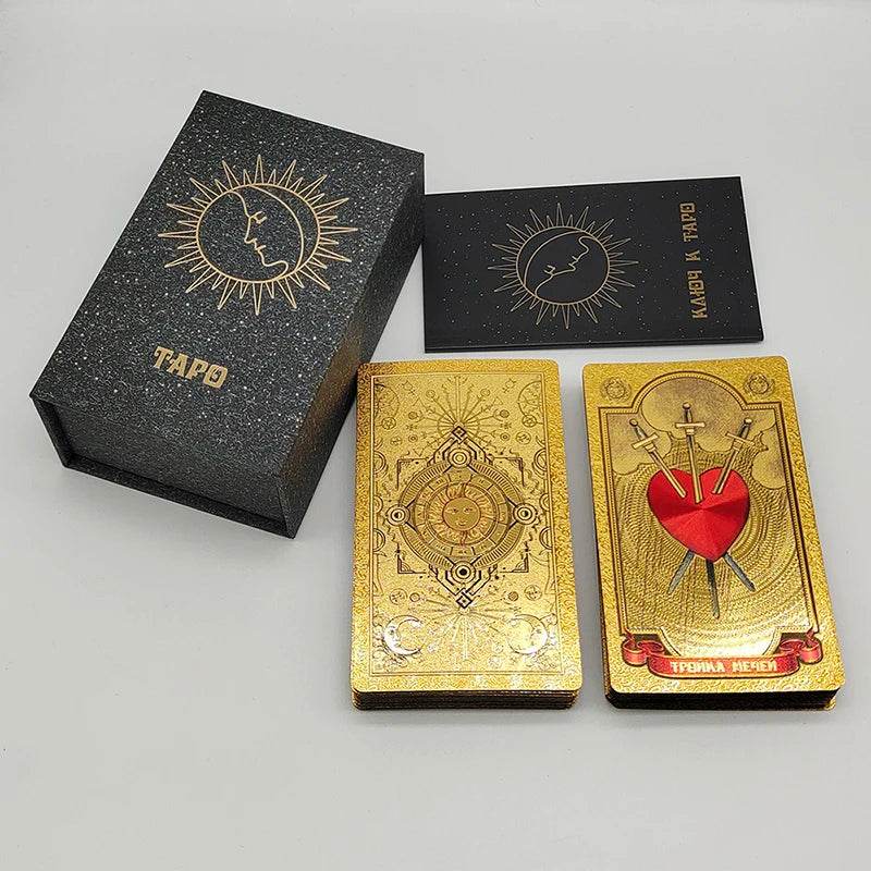 Russian Deluxe Gold Foil Tarot Deck – Thai Gold Foil Tarot Deck for Spiritual Insight & Instant Decision-Making Russian Gold
