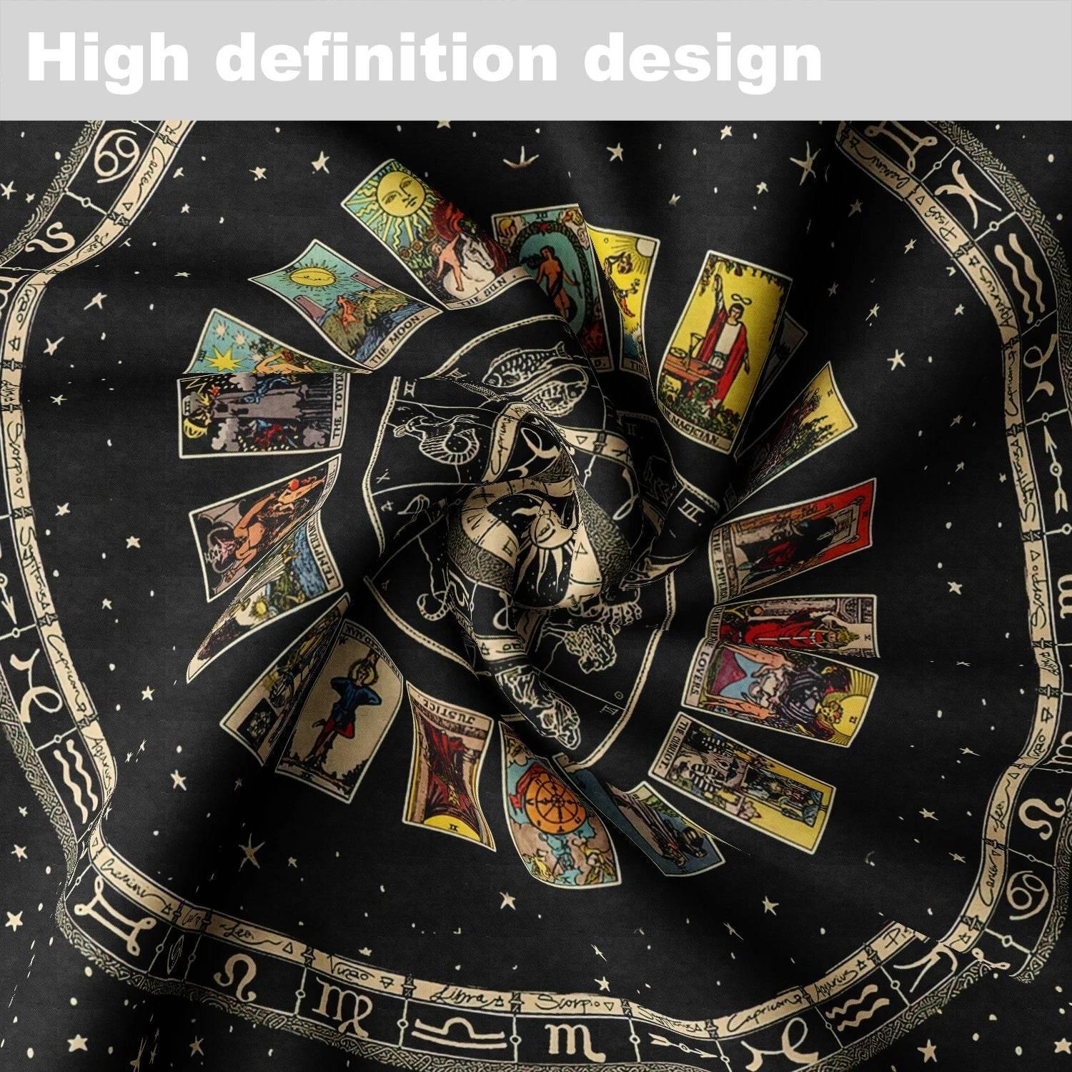 Round Zodiac Tarot Tablecloth - Waterproof Design for Spiritual Readings