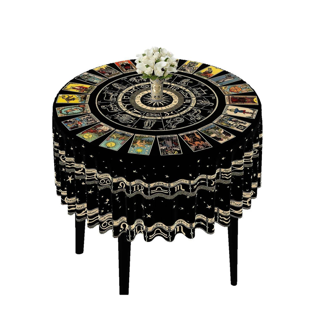 Round Zodiac Tarot Tablecloth - Waterproof Design for Spiritual Readings