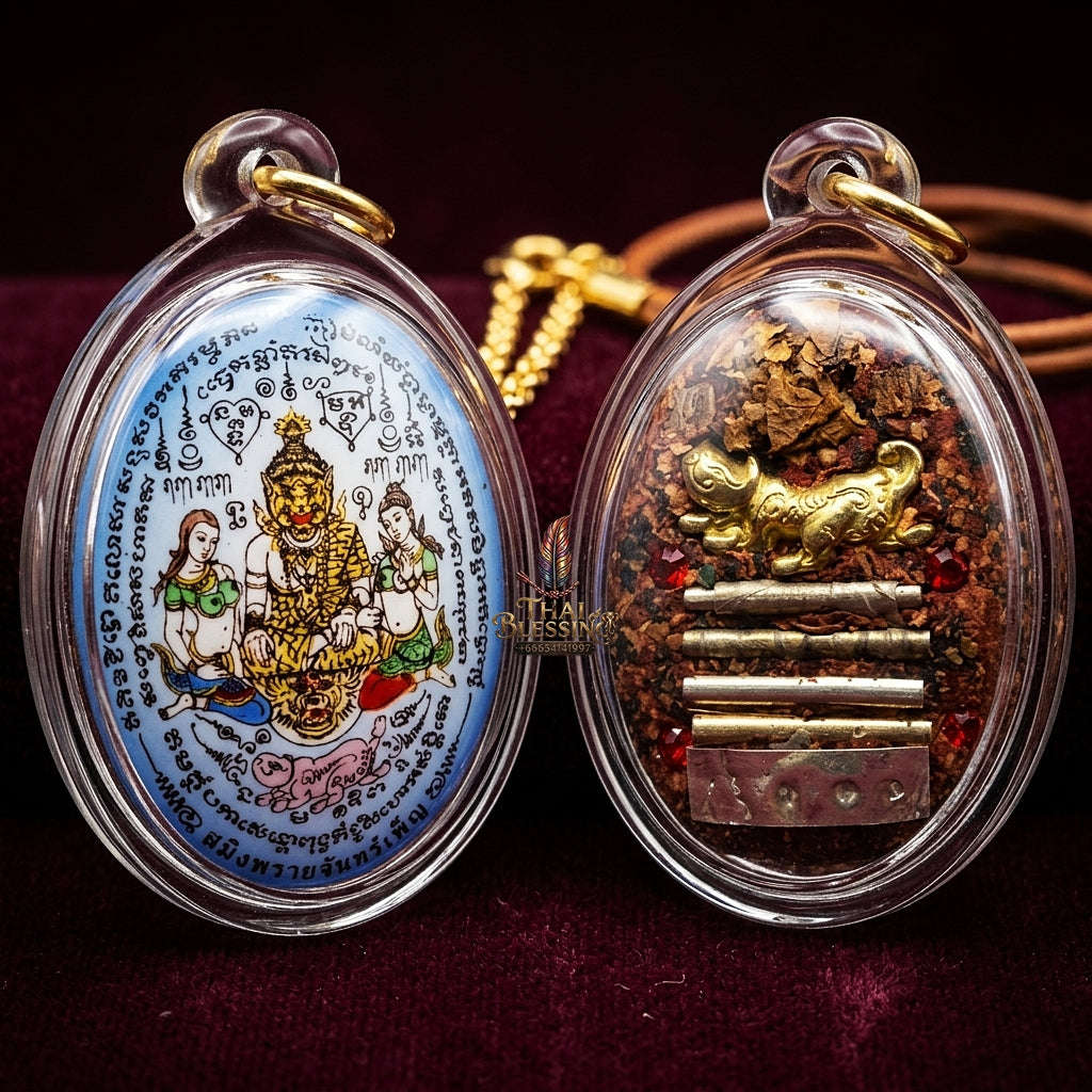 ✨ Mystical Moonlit Charm – Saming Phrai Chan Phen Locket by Luang Pu Khamphuang for Protection & Prosperity 🌙✨ Thai Blessing Co By RURUECHA