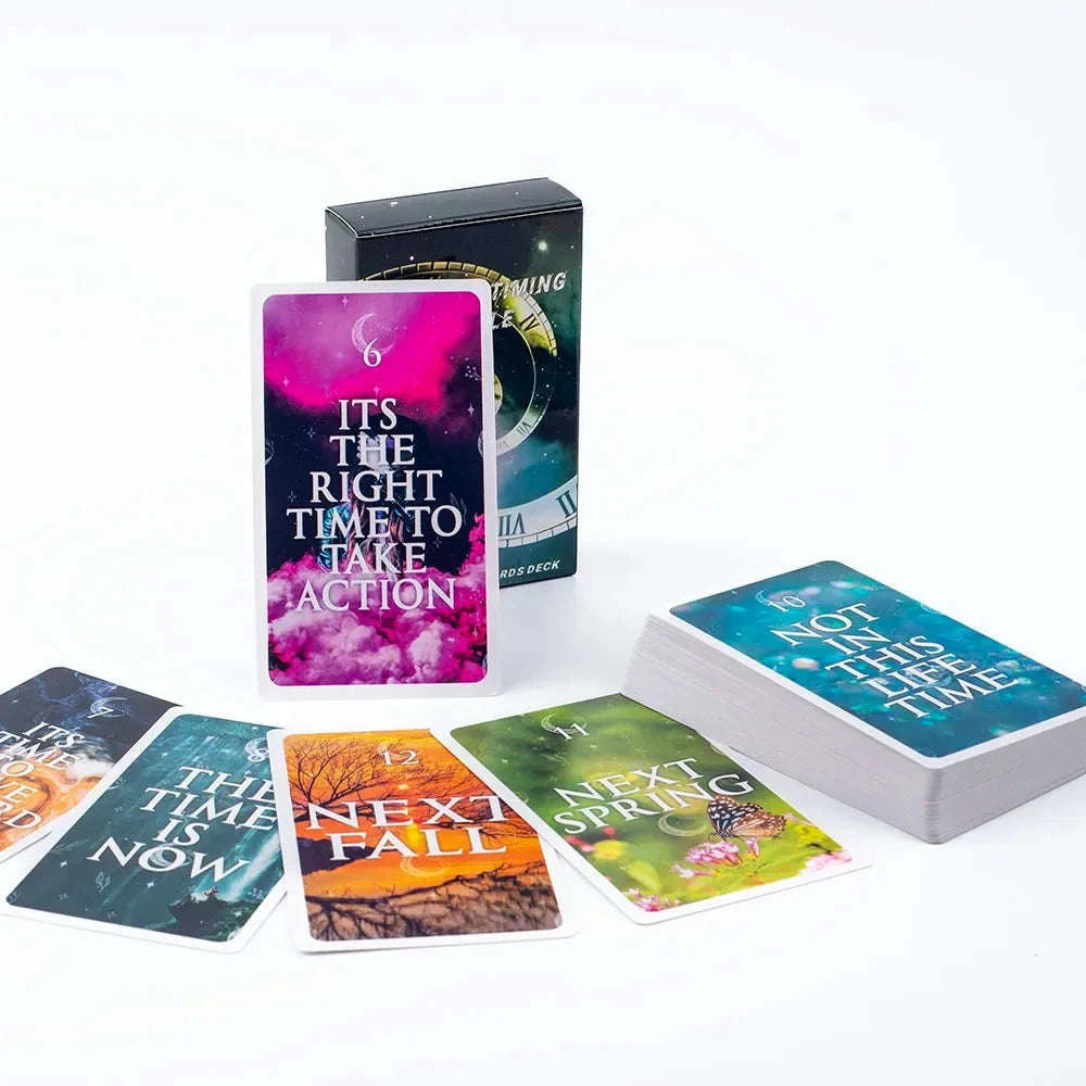 Mystical Timing Oracle – 60-Card Twin Flame and Cosmic Tarot Deck (10.3x6 cm) for Time Frame Divination and Family Board Games