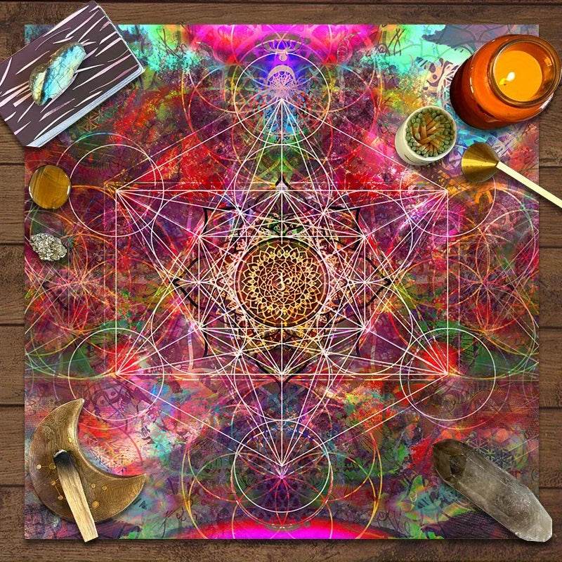 Thai Blessing Co Tarot Altar Cloth Pentomino Mandala Design for Spiritual Rituals YLB-369