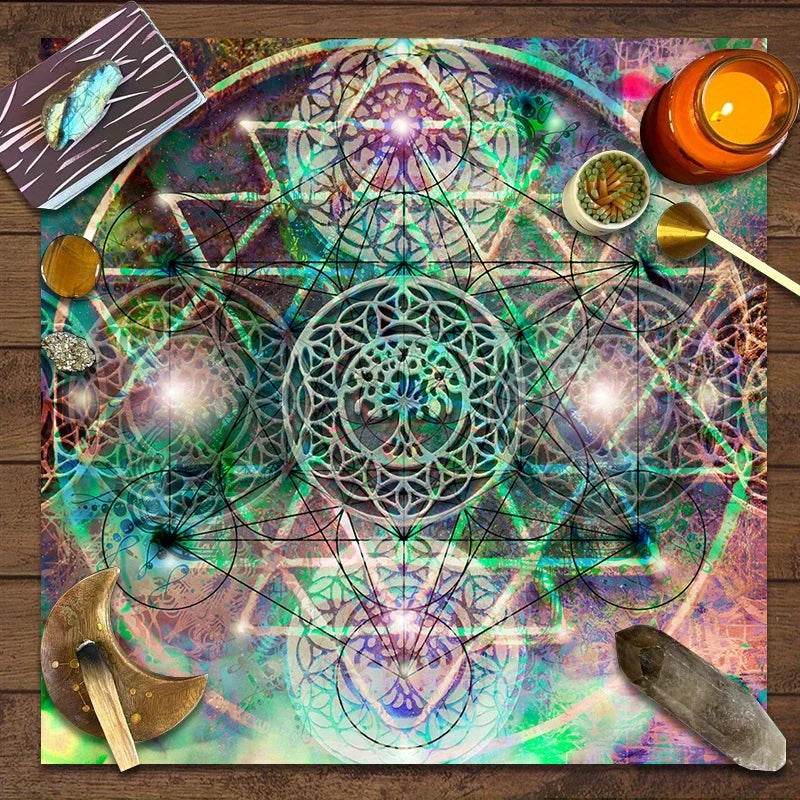 Thai Blessing Co Tarot Altar Cloth Pentomino Mandala Design for Spiritual Rituals YLB-366