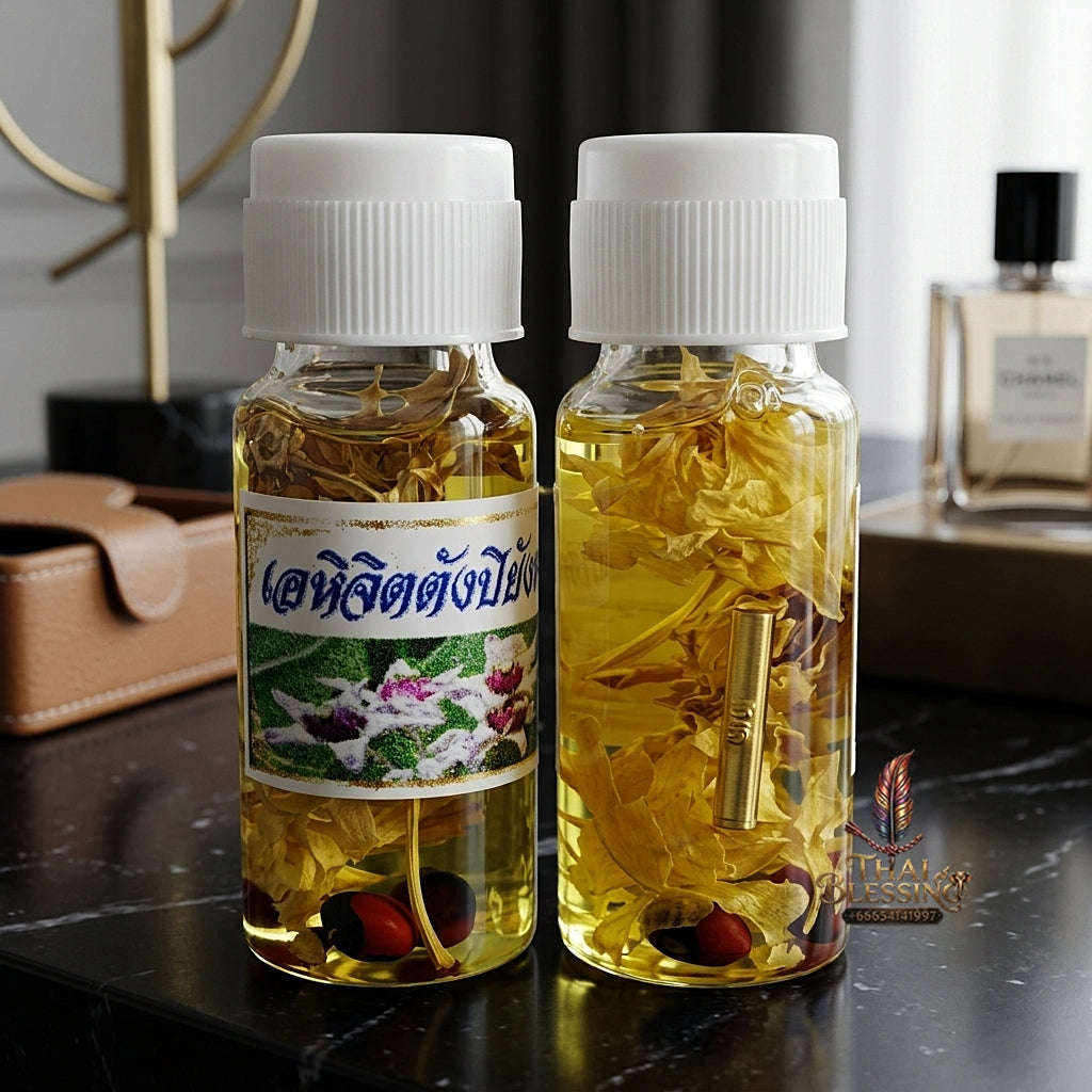 Roi Rak Enchanted Oil by Luang Ta Ruam at Wat Khok Samran | Unstoppable Love, Wealth & Charisma Enhancer!
