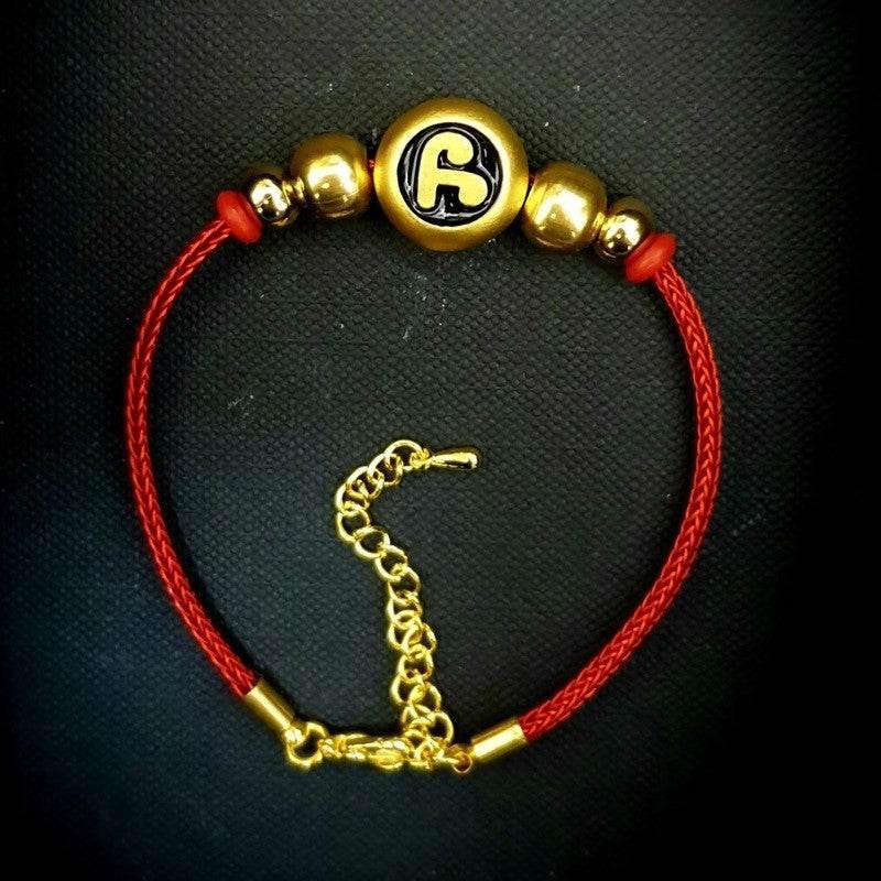 Namo Maha Mongkol Bracelet with Phra Pidta Amulet and Red Charm for Protection and Good Fortune ลงยาดำ