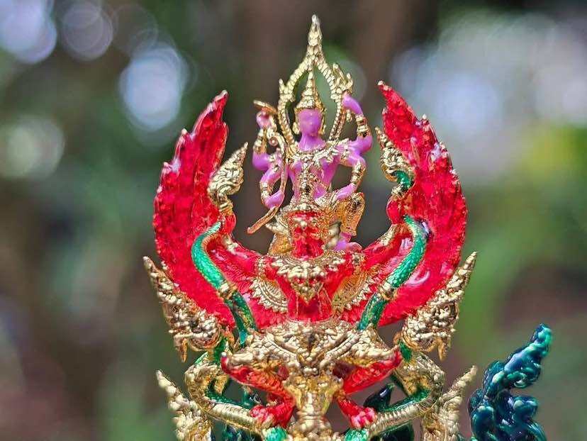 Narayana on Garuda amulet by Thai Blessing Co, featuring intricate details and vibrant colors
