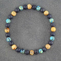 ✨ Natural African Pine Stone Beaded Bracelet – Authentic Picture Stone Bohemian Bangle for Men & Women – Volcanic Elastic Jewelry, Perfect Friendship Gift 16