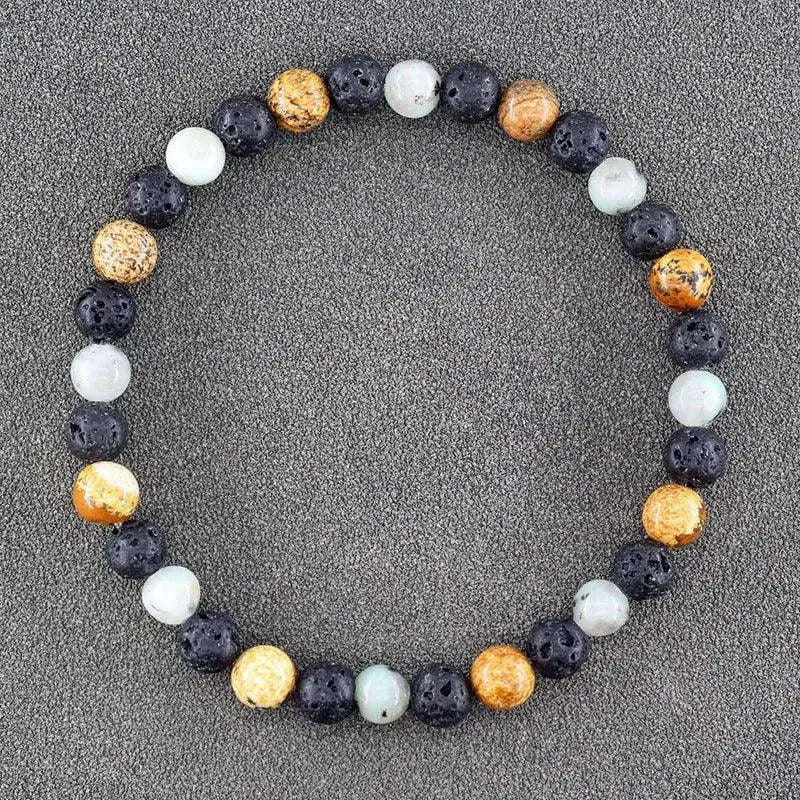 ✨ Natural African Pine Stone Beaded Bracelet – Authentic Picture Stone Bohemian Bangle for Men & Women – Volcanic Elastic Jewelry, Perfect Friendship Gift 10