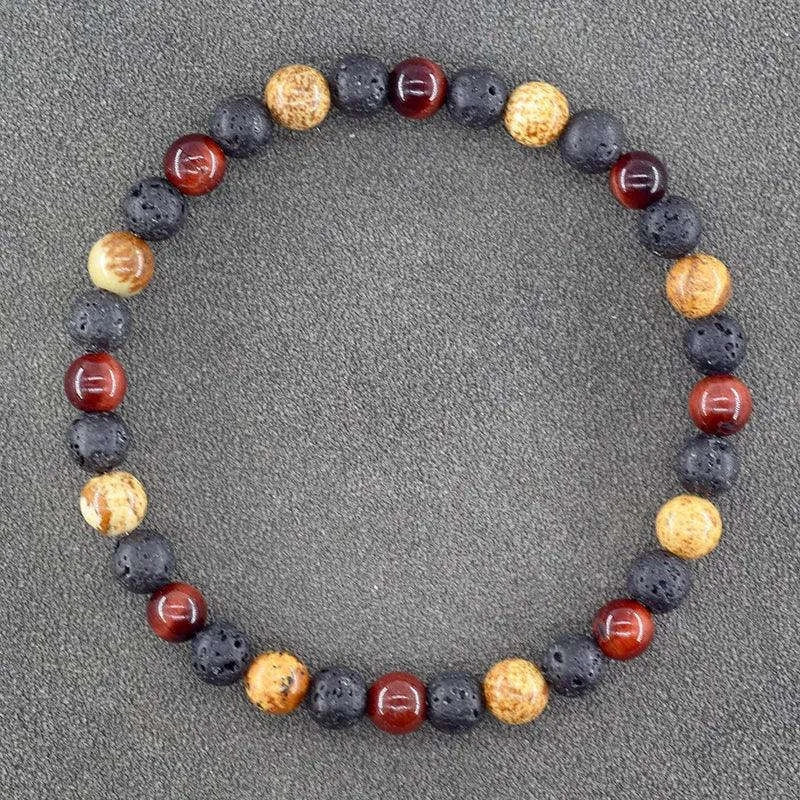 ✨ Natural African Pine Stone Beaded Bracelet – Authentic Picture Stone Bohemian Bangle for Men & Women – Volcanic Elastic Jewelry, Perfect Friendship Gift 15
