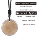 🧭 Natural Crystal Viking Compass Energy Pendant Necklace – Guardian Symbol | Fashion Jewelry for Men & Women Agate