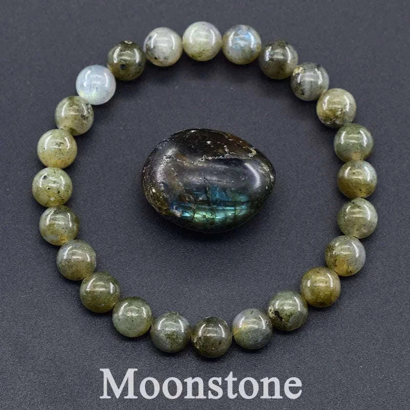 ✨ Natural Red Picasso Jasper Stone Beads Elastic Bracelet – Unisex Healing Crystal Jewelry with Round Red Pine Beads – Elegant Jade Bangle Gift 36 Moonstone 6mm Beads