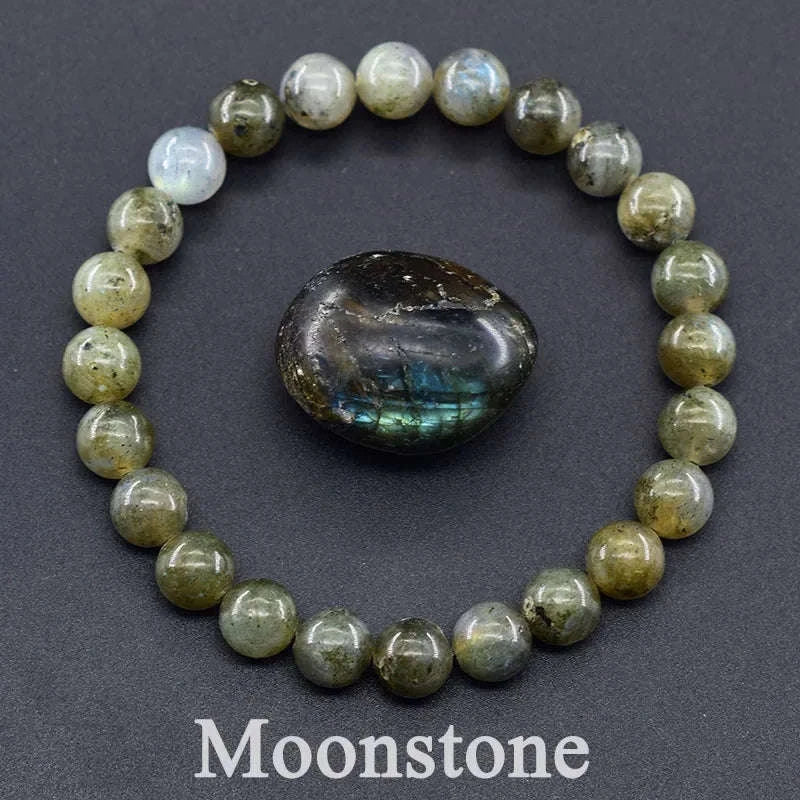 ✨ Natural Red Picasso Jasper Stone Beads Elastic Bracelet – Unisex Healing Crystal Jewelry with Round Red Pine Beads – Elegant Jade Bangle Gift 36 Moonstone 6mm Beads
