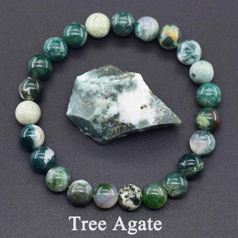 ✨ Natural Red Picasso Jasper Stone Beads Elastic Bracelet – Unisex Healing Crystal Jewelry with Round Red Pine Beads – Elegant Jade Bangle Gift 6 Tree Agate