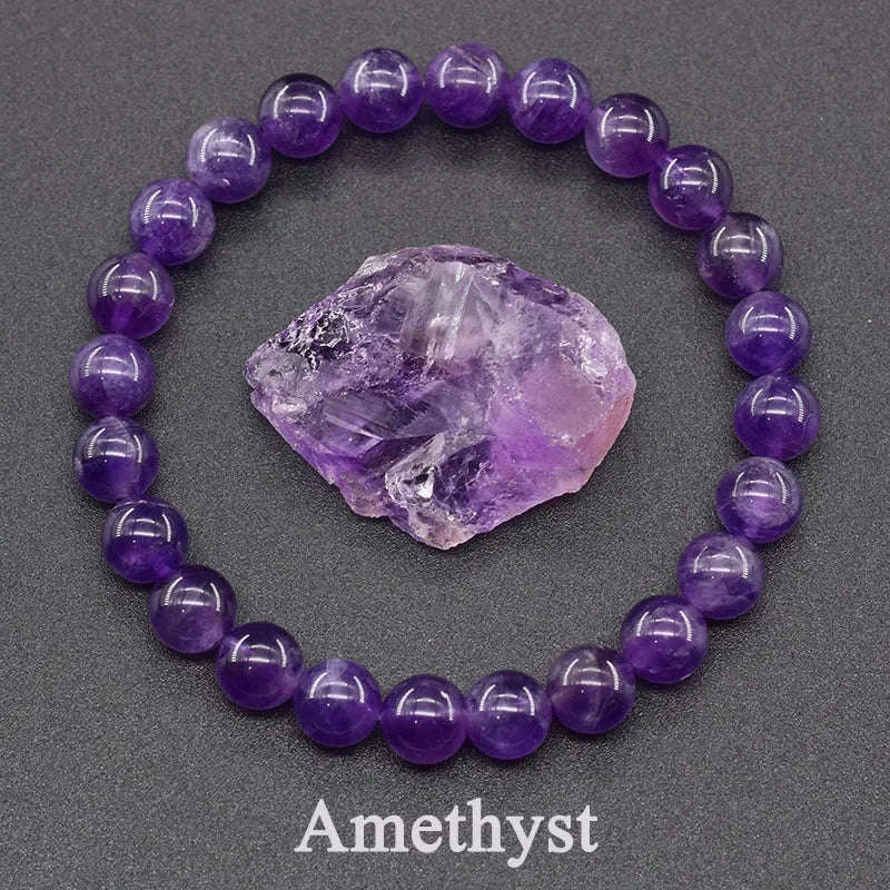 ✨ Natural Red Picasso Jasper Stone Beads Elastic Bracelet – Unisex Healing Crystal Jewelry with Round Red Pine Beads – Elegant Jade Bangle Gift 11 Amethyst