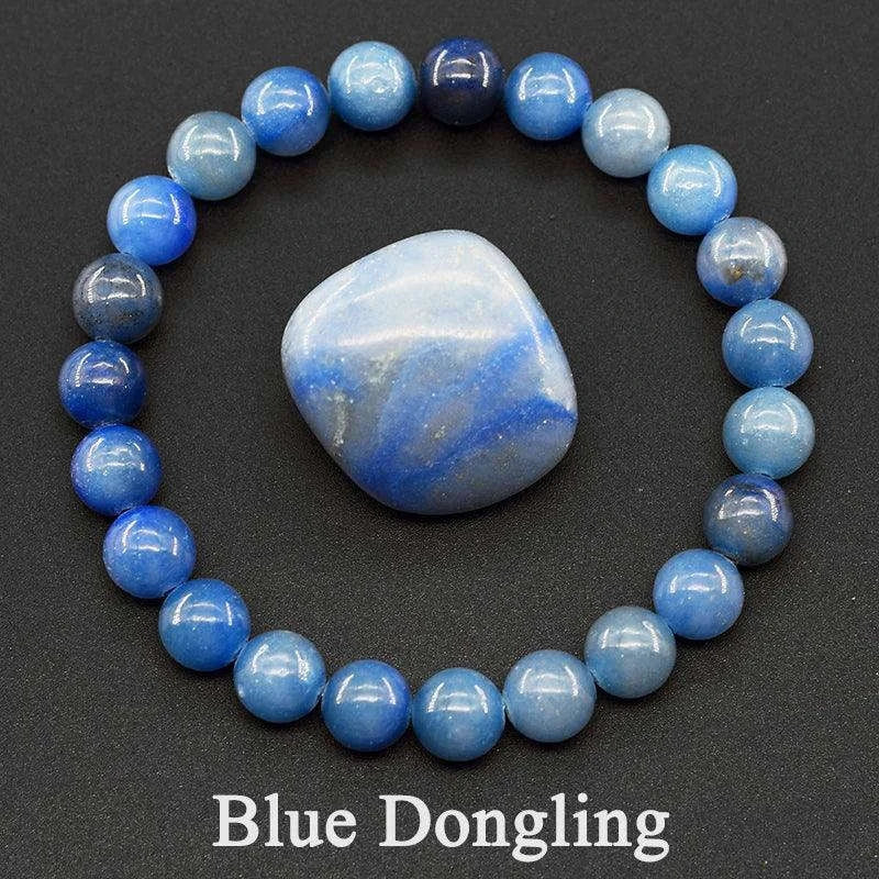 ✨ Natural Red Picasso Jasper Stone Beads Elastic Bracelet – Unisex Healing Crystal Jewelry with Round Red Pine Beads – Elegant Jade Bangle Gift 8 Blue Dongling