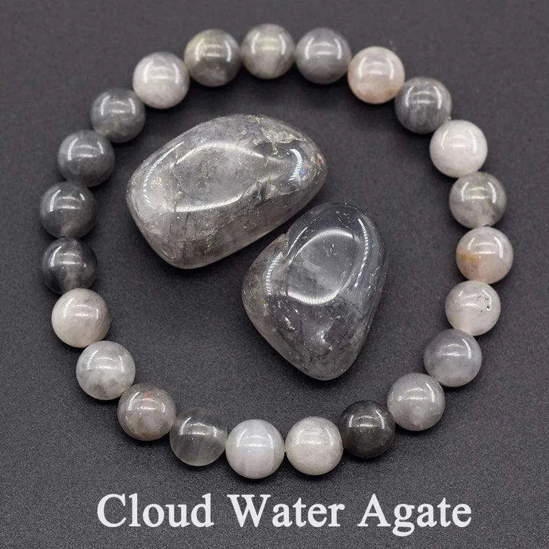 ✨ Natural Red Picasso Jasper Stone Beads Elastic Bracelet – Unisex Healing Crystal Jewelry with Round Red Pine Beads – Elegant Jade Bangle Gift 19 Cloud Water Agate