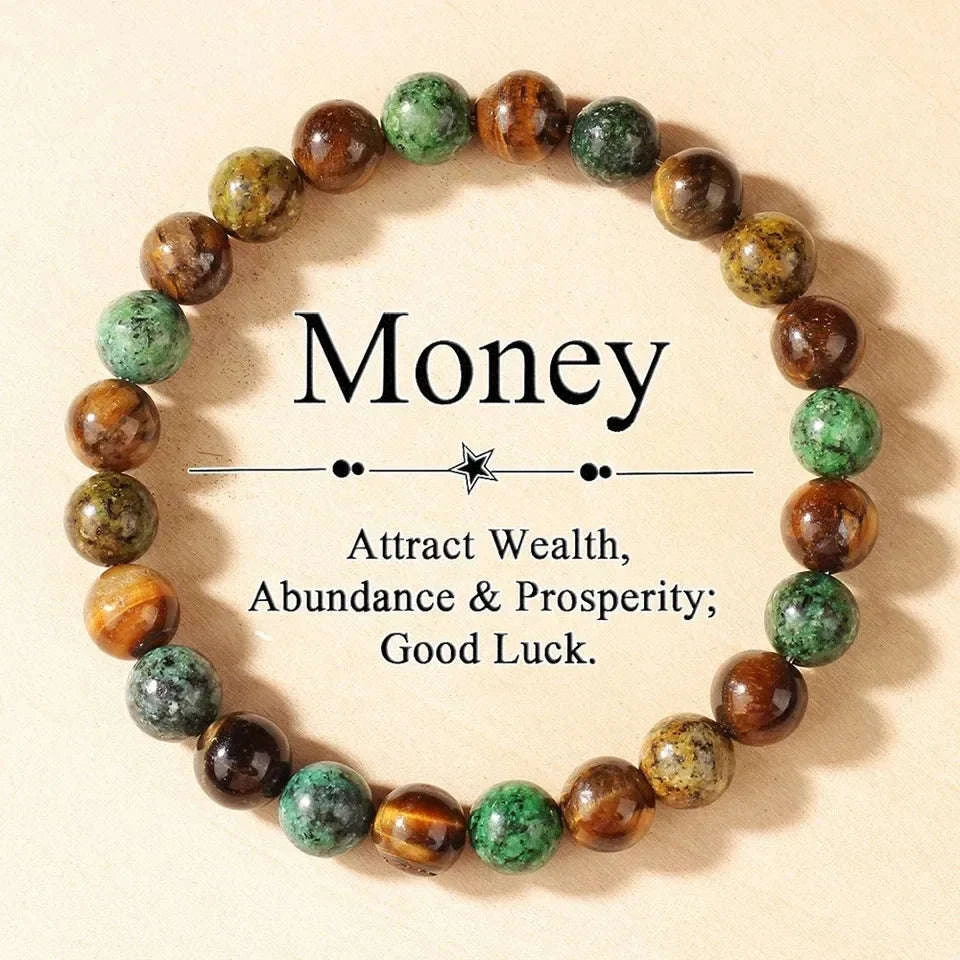 🐯 Natural Sodalite & Tiger’s Eye Wealth Bracelet: Handmade Feng Shui Money Magnet & Mental Clarity Stone – Couple Bangle Gift for Men & Women