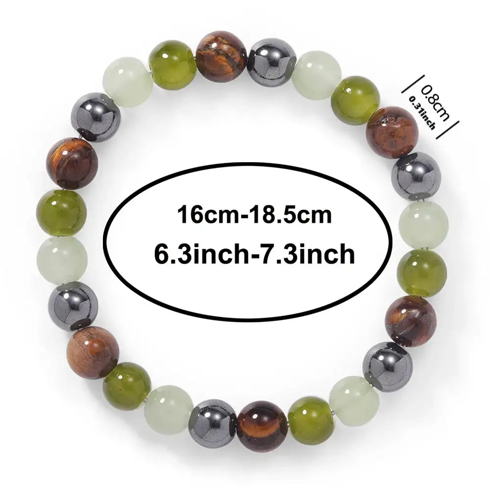 💚 Natural Stone Green Gemstone Bracelet – Unisex Vintage Tiger Eye Jewelry | Fashion Party Wear & Gift for Women and Men