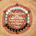 🛡️ Natural Stone Protection Bracelet – Black Tourmaline, Selenite & Labradorite 8mm Gemstone Beads for Energy Shield & Balance 18cm black