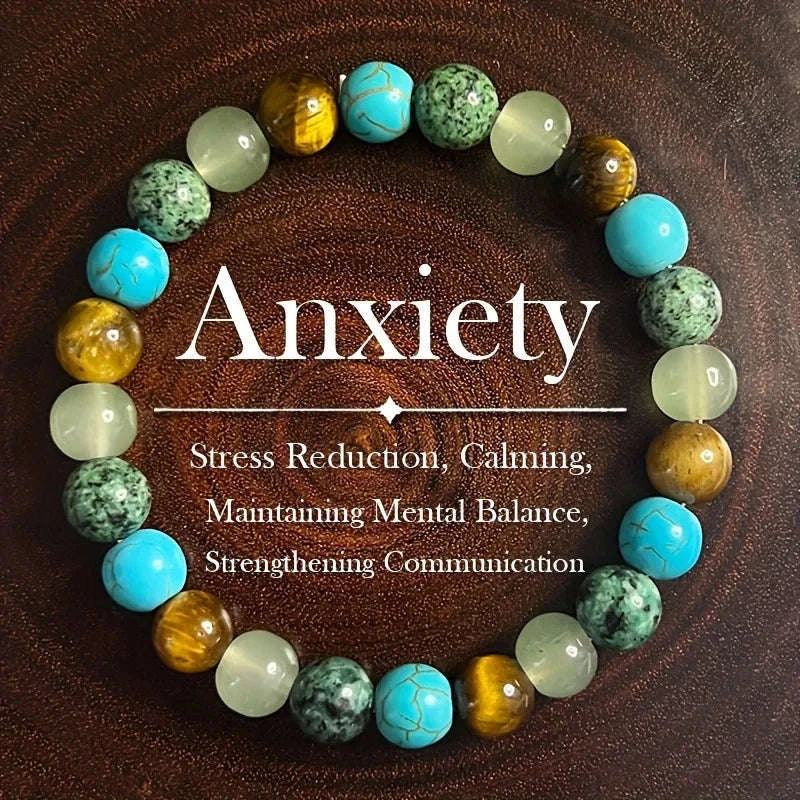 ✨ Natural Stone Symbolic Beaded Bracelet – Unisex Anxiety Relief, Protection, Money Attraction & Spiritual Inner Self-Love Jewelry