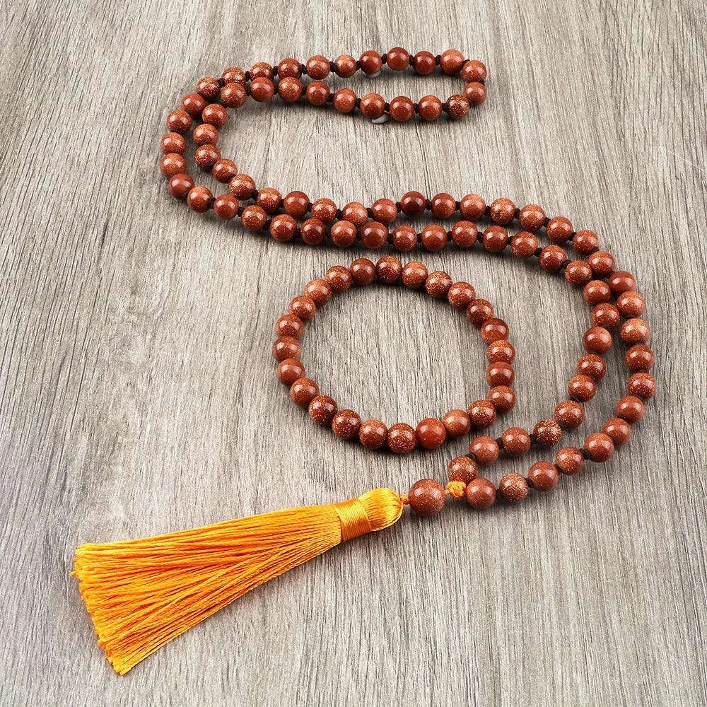 🐯 Natural Tiger Eye Stone Jewelry Set (Necklace & Bracelet): Healing Tassel Pendant & Sweater Chain – Confidence, Wealth & Protection Crystal for Women