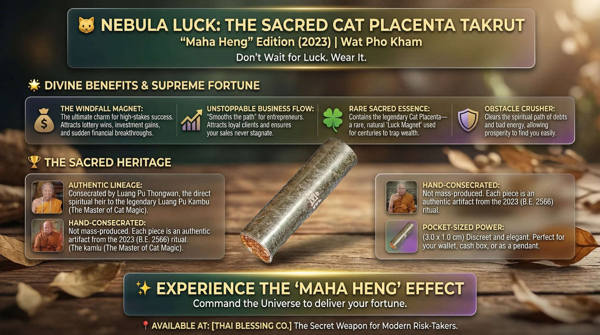 🐱✨ Nebula Luck: The Sacred Cat Placenta Takrut – Ultimate Prosperity & Windfall Wealth Magnet (Maha Heng 2023 Edition)