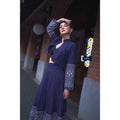 New Arrival Mandarin Collar Wrap Top Set and Pleated Skirt in Cotton with Khor Pattern for Modest Fashion Enthusiasts Length 36 Waist 26