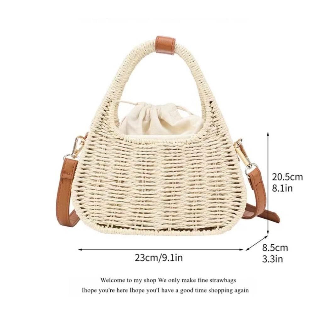 New Handwoven Shoulder Handbag - Korean Style Cotton Rope Bag with Inner Pocket, Compact 20cm Width white off