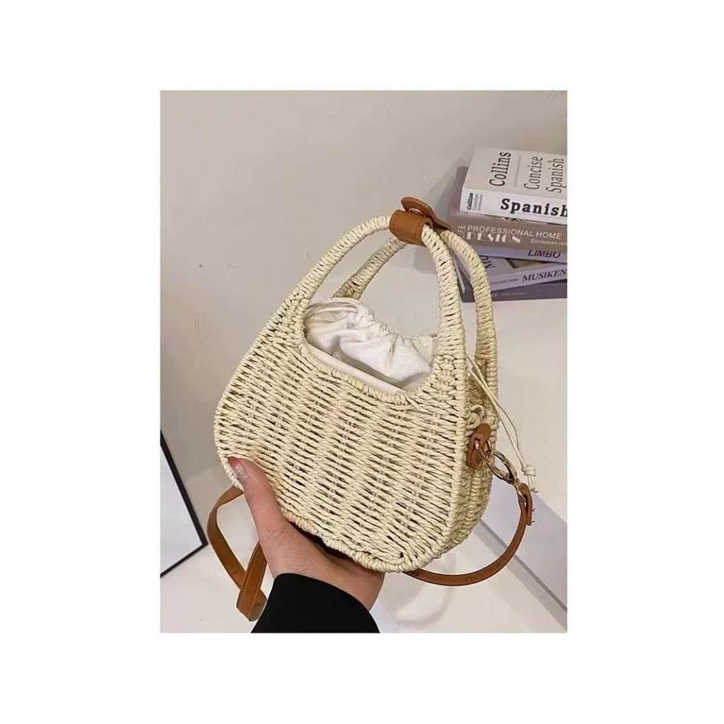 New Handwoven Shoulder Handbag - Korean Style Cotton Rope Bag with Inner Pocket, Compact 20cm Width