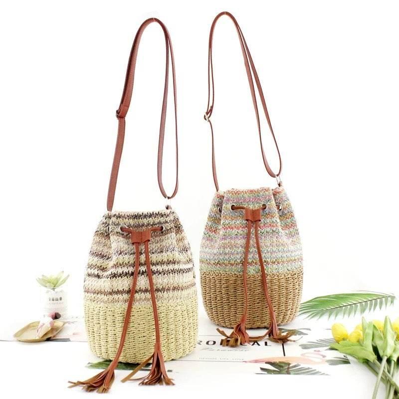 New Korean Handmade Pleated Tote Bag | Eco-Friendly Cotton Rope Shoulder Bag 28x20cm with 101cm Strap