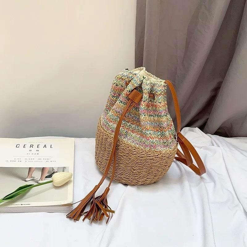 New Korean Handmade Pleated Tote Bag | Eco-Friendly Cotton Rope Shoulder Bag 28x20cm with 101cm Strap