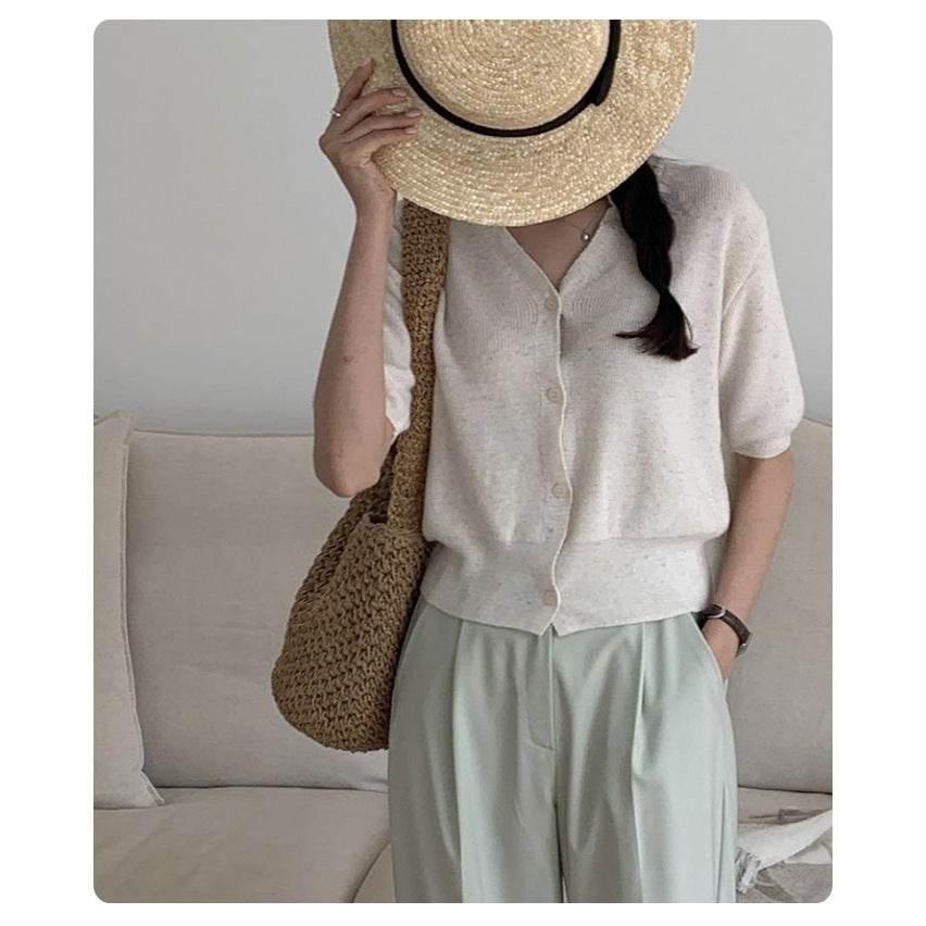 New Korean Handwoven Shoulder Bag – Compact Cotton Rope Tote with 35cm Strap | 28cm Everyday Woven Basket Bag