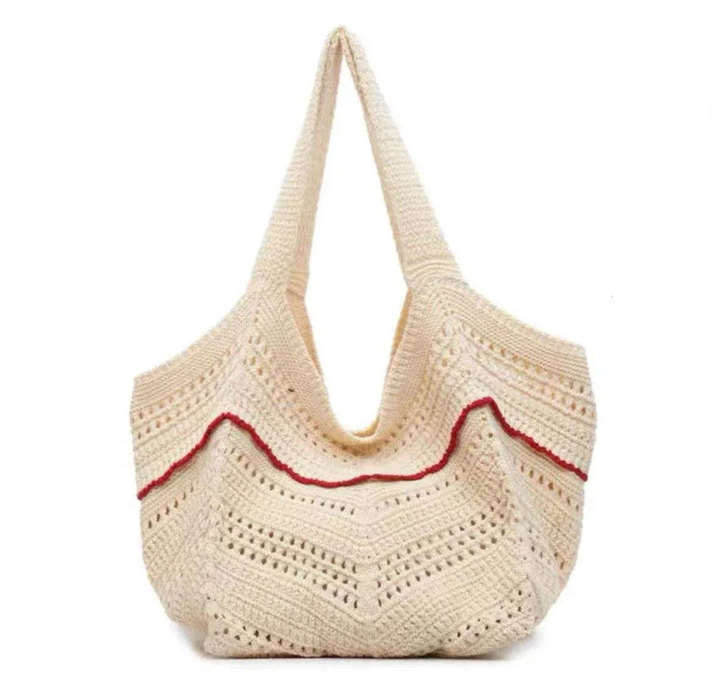 New Korean Style Crochet Tote Bag - Large Handmade Cotton Shoulder Bag 33cm x 28cm with 58cm Strap