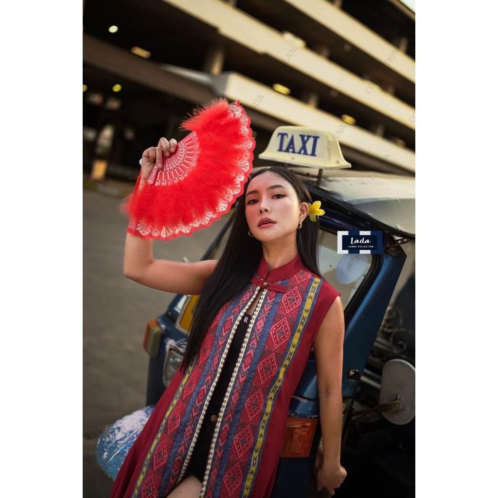 New Long Woven Jacket Women with Brick Pattern – 50 Inch Length | Available in M & XL Sizes