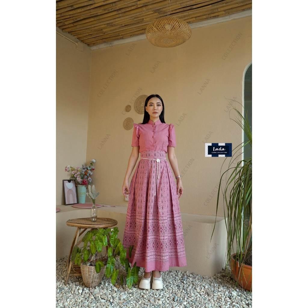 New Pink Flower Print Skirt Set - Women's Cotton Two-Piece Outfit | Sizes S–XL
